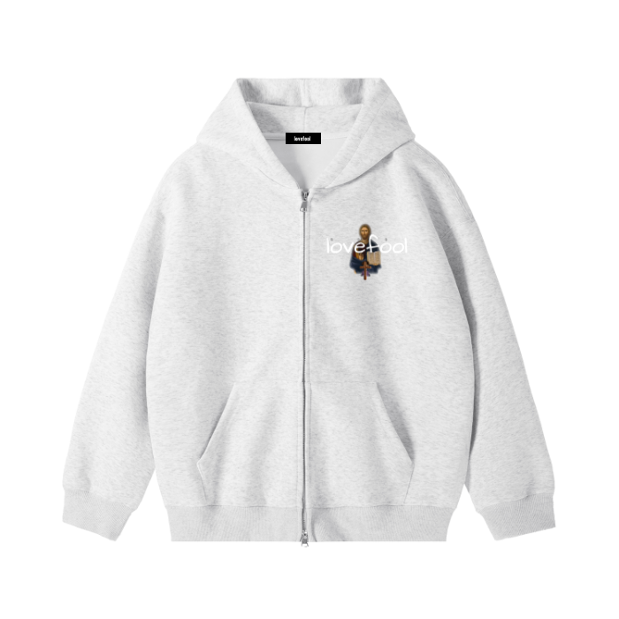 Jesus Lovefool Text Zipup Hoodie