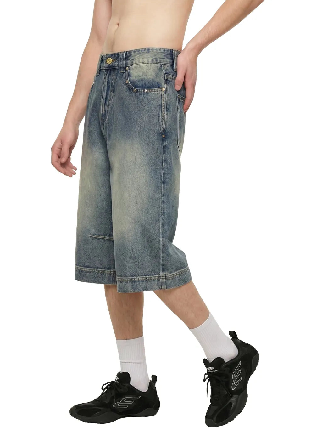 Baggy Washed Denim Shorts